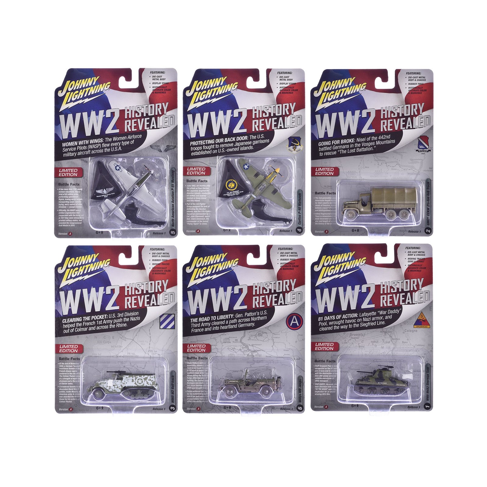 "Military" Set A of 6 pieces 2024 Release 1 Limited Edition Diecast Models by Johnny Lightning