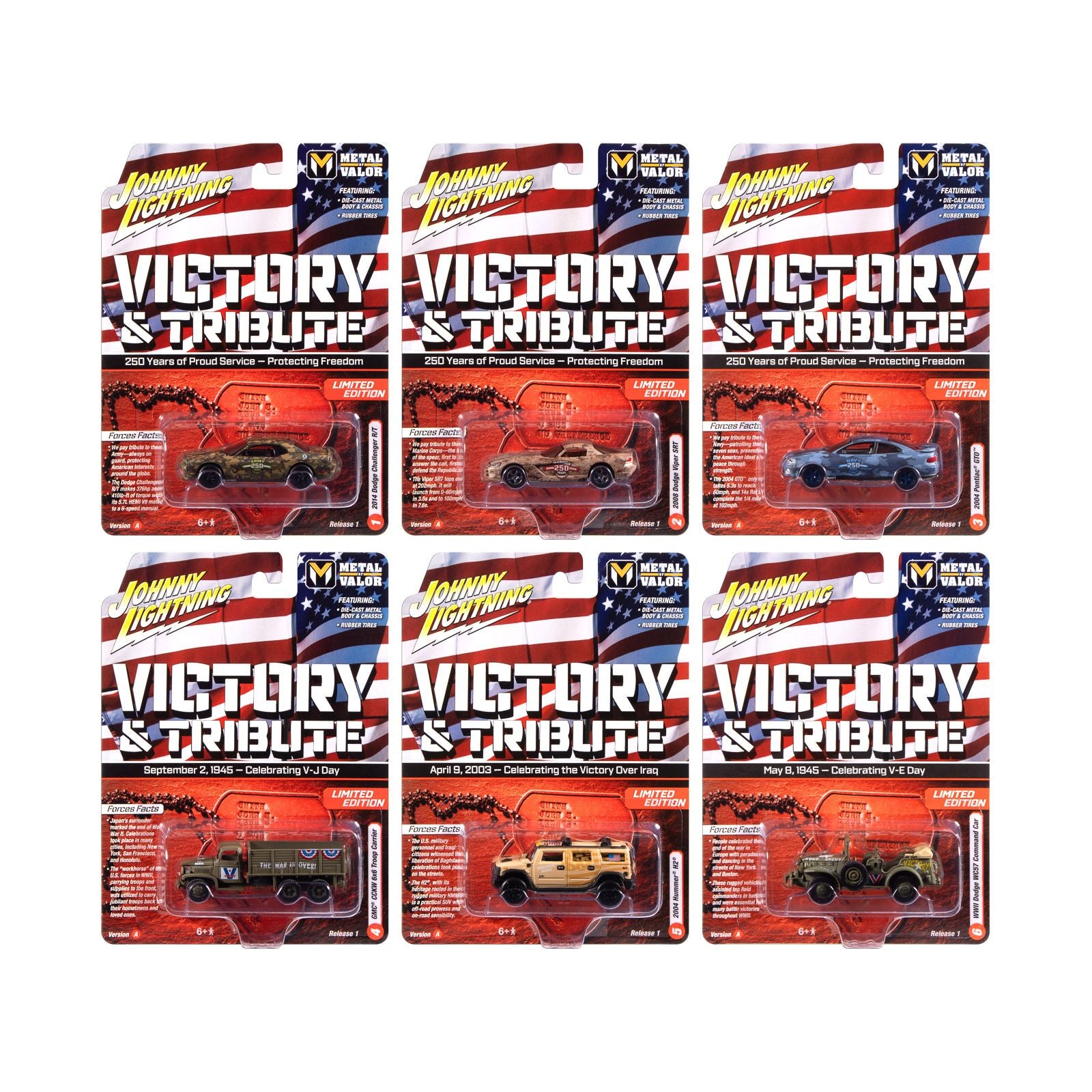 "Military" Set A of 6 pieces 2025 Release 1 Limited Edition Diecast Models by Johnny Lightning