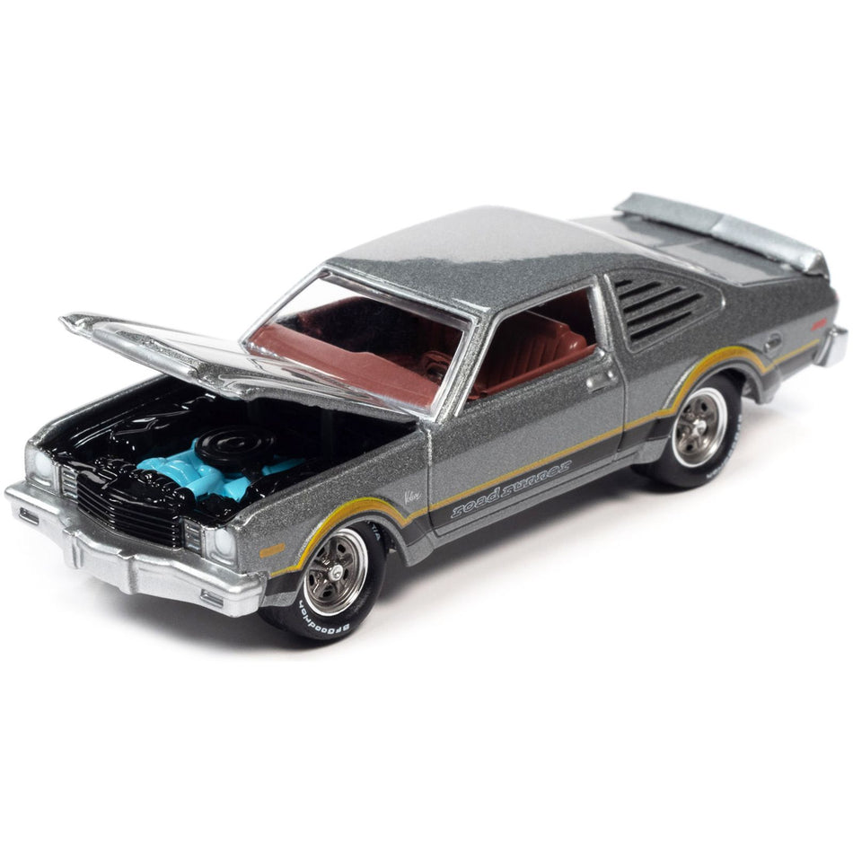 1976 Plymouth Volare Road Runner Silver Cloud Metallic with Stripes "OK Used Cars" Series Limited Edition to 18056 pieces Worldwide 1/64 Diecast Model Car by Johnny Lightning