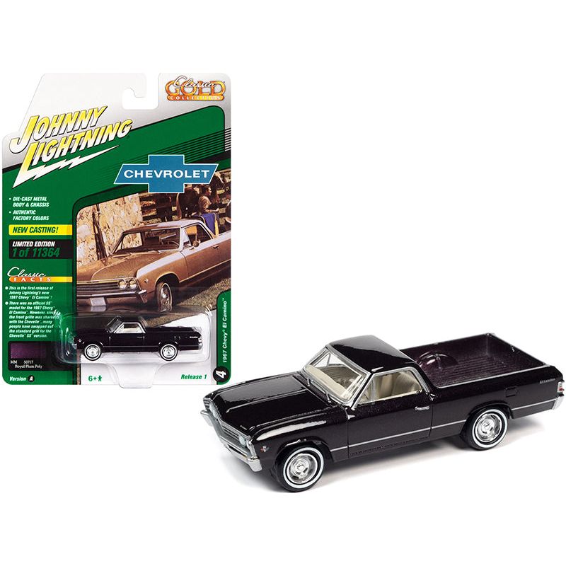 1967 Chevrolet El Camino Royal Plum Metallic "Classic Gold Collection" Series Limited Edition to 11364 pieces Worldwide 1/64 Diecast Model Car by Johnny Lightning