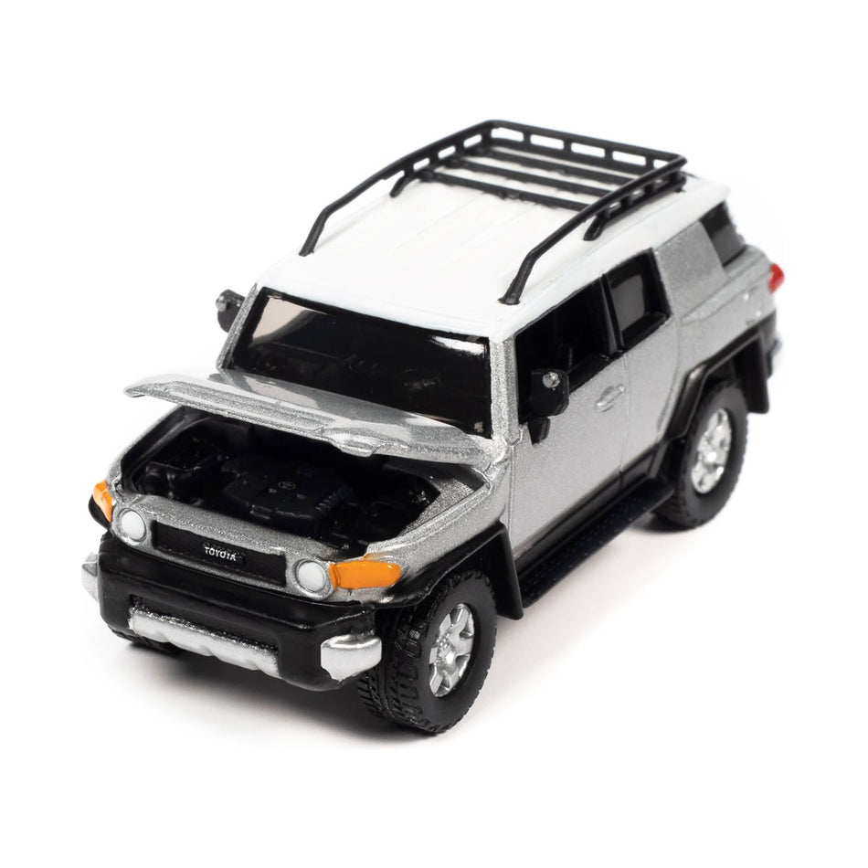 2007 Toyota FJ Cruiser Titanium Silver Metallic with White Top and Roofrack "Classic Gold Collection" Series Limited Edition 1/64 Diecast Model Car by Johnny Lightning