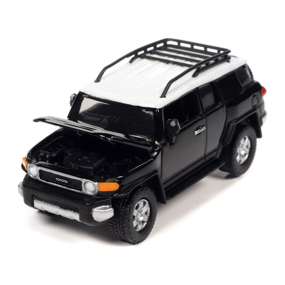 2007 Toyota FJ Cruiser Black Diamond with White Top and Roofrack "Classic Gold Collection" Series Limited Edition 1/64 Diecast Model Car by Johnny Lightning