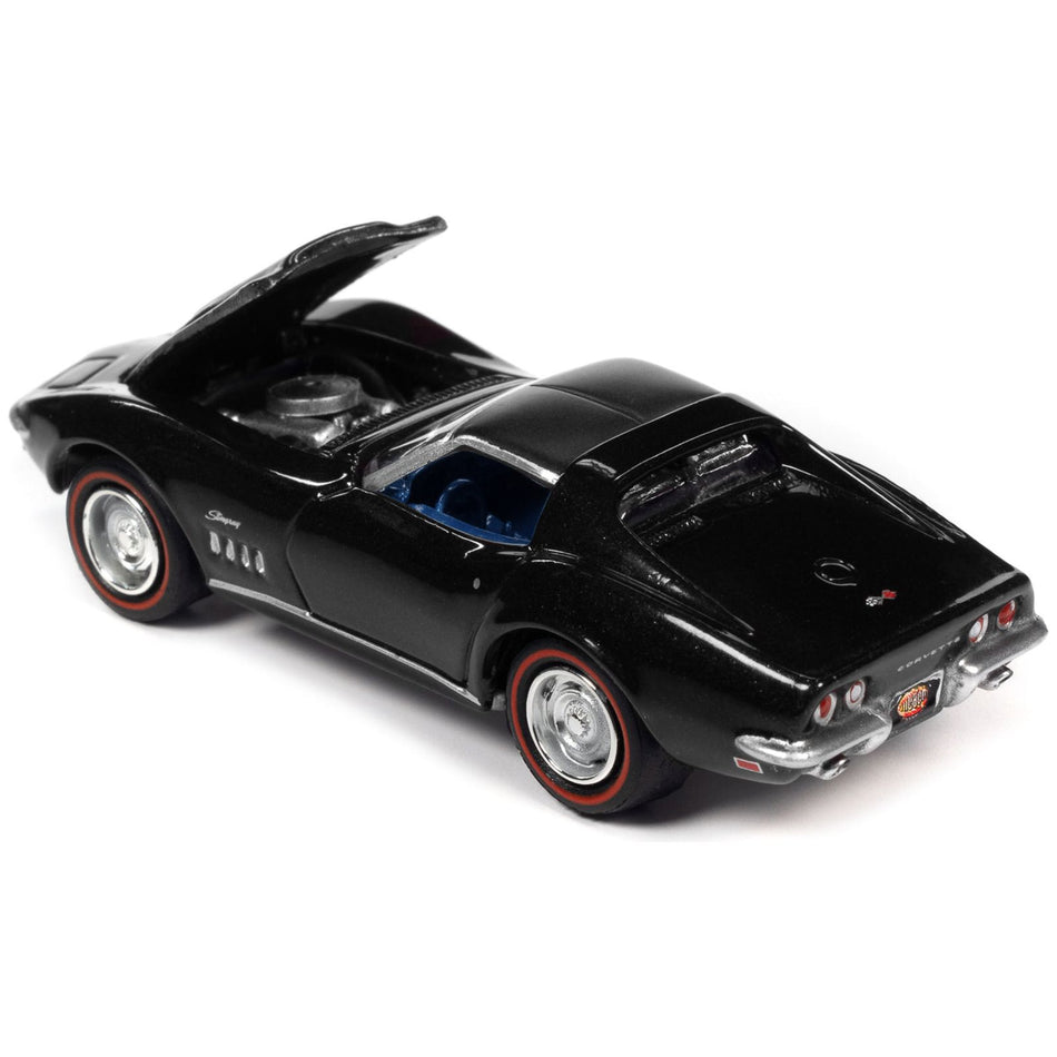 1969 Chevrolet Corvette 427 Tuxedo Black with Blue Interior "MCACN (Muscle Car and Corvette Nationals)" Limited Edition to 4212 pieces Worldwide "Muscle Cars USA" Series 1/64 Diecast Model Car by Johnny Lightning