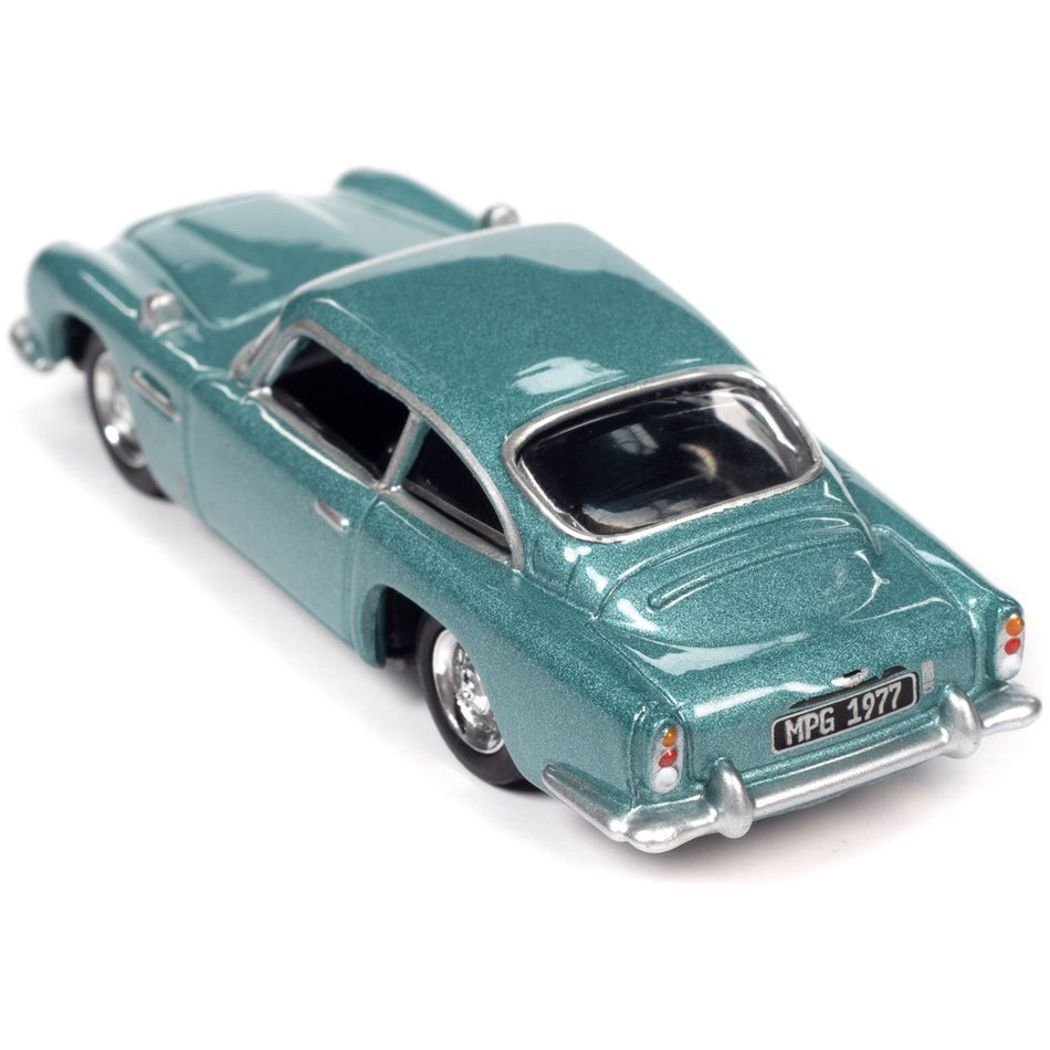 1966 Aston Martin DB5 RHD (Right Hand Drive) Caribbean Pearl Blue Metallic "Classic Gold Collection" 2023 Release 1 Limited Edition to 4428 pieces Worldwide 1/64 Diecast Model Car by Johnny Lightning