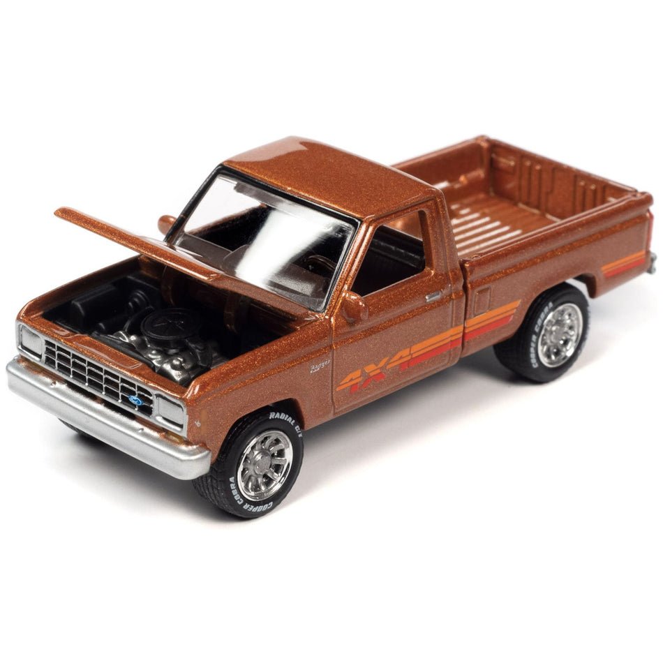 1985 Ford Ranger XL Pickup Truck Bright Copper Metallic with Stripes "Classic Gold Collection" 2023 Release 1 Limited Edition to 4620 pieces Worldwide 1/64 Diecast Model Car by Johnny Lightning