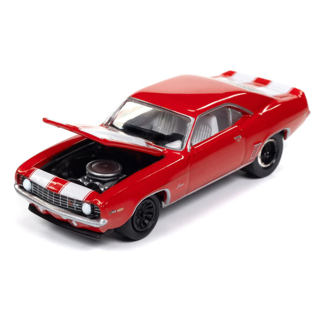 1969 Chevrolet Camaro Z28 Red with White Stripes and Interior "Muscle Cars USA" Series 1/64 Diecast Model Car by Johnny Lightning
