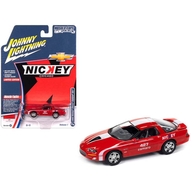 2002 Chevrolet Nickey Camaro ZL1 Bright Rally Red with White Stripes "Muscle Cars USA" Series 1/64 Diecast Model Car by Johnny Lightning
