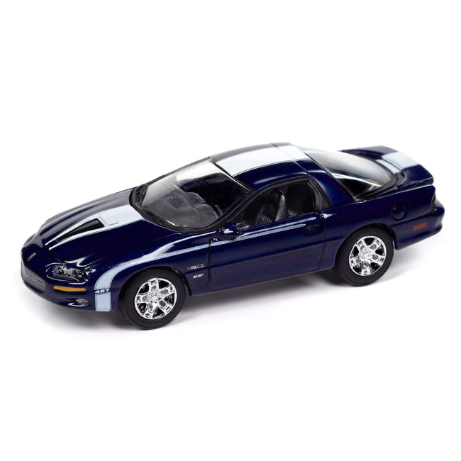2002 Chevrolet Nickey Camaro ZL1 Navy Blue Metallic with White Stripes "Muscle Cars USA" Series 1/64 Diecast Model Car by Johnny Lightning