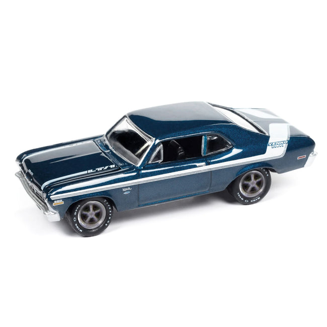 1970 Chevrolet Nova Yenko Deuce Fathom Blue Metallic with White Stripes "Muscle Cars USA" Series 1/64 Diecast Model Car by Johnny Lightning