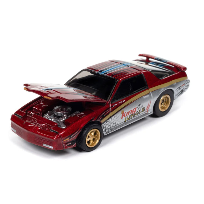 1987 Pontiac Firebird GTA "King of the Jungle" Red and Silver Metallic with Graphics "Muscle Cars USA" Series 1/64 Diecast Model Car by Johnny Lightning