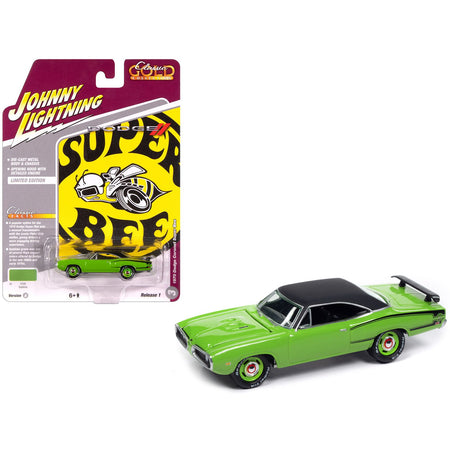 1970 Dodge Coronet Super Bee Sublime Green with Black Stripes and Top "Classic Gold Collection" 1/64 Diecast Model Car by Johnny Lightning