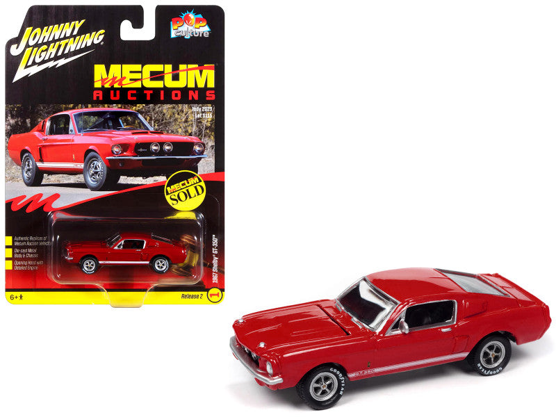 1967 Shelby GT-350 Red with White Side Stripes "Mecum Auctions" "Pop Culture" 2024 Release 2 1/64 Diecast Model Car by Johnny Lightning