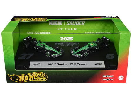"Kick Sauber F1 Team" Formula One F1 World Championship (2025) 2 Piece Set Diecast Model Cars by Hot Wheels