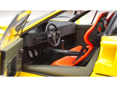 Yellow Ferrari F40 interior view