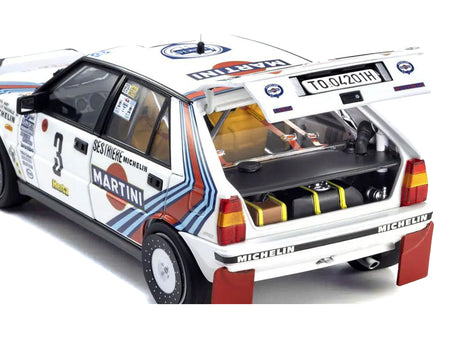 Lancia Delta Martini Racing car, rear view, open trunk