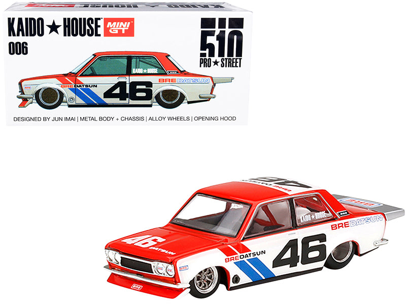 Datsun 510 Pro Street Version 2 #46 "BRE" Red and White (Designed by Jun Imai) "Kaido House" Special 1/64 Diecast Model Car by Mini GT