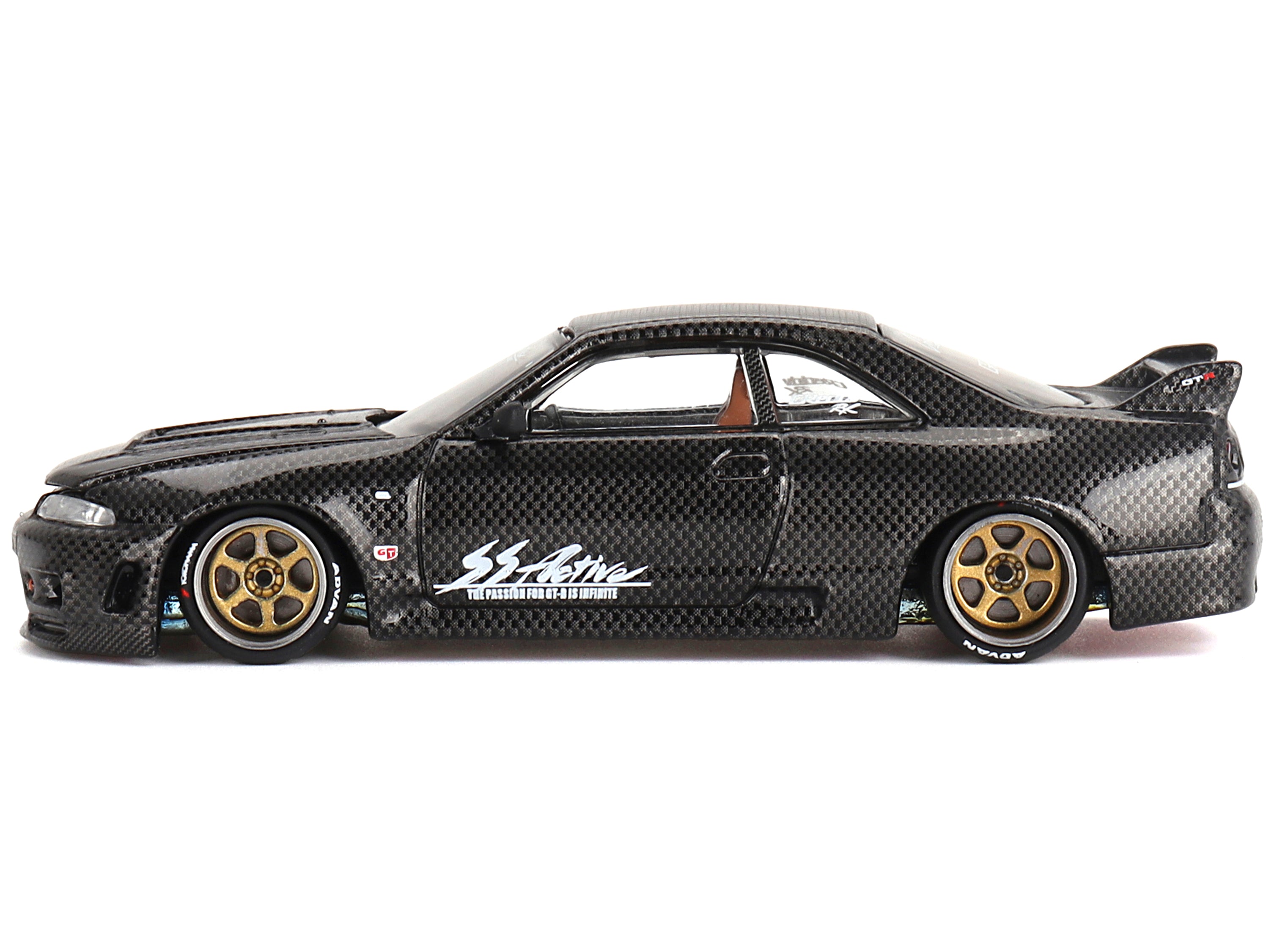 Nissan Skyline GT-R (R33) "Active Carbon R" RHD (Right Hand Drive) Carbon Black (Designed by Jun Imai) "Kaido House" Special 1/64 Diecast Model Car by Mini GT