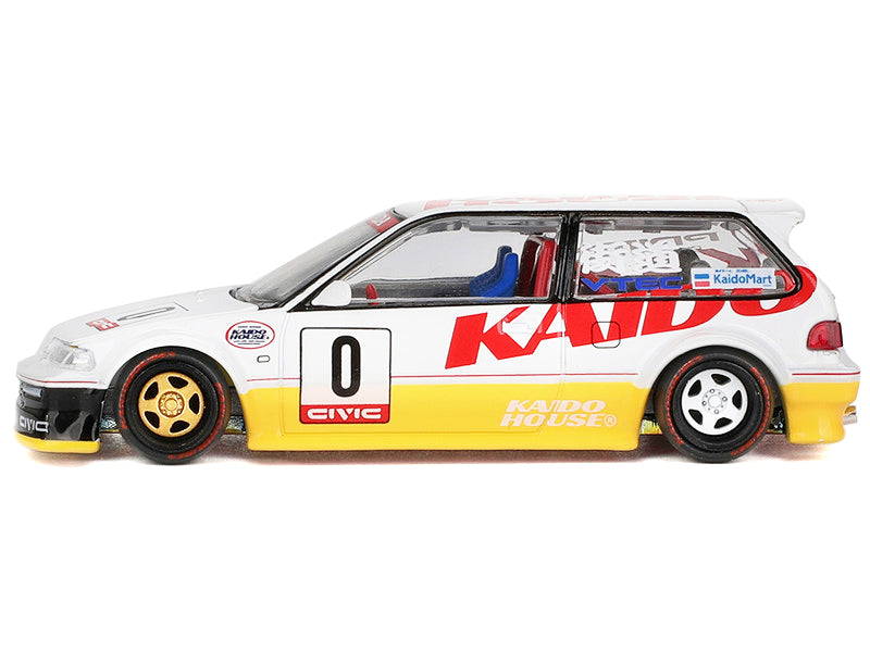 Honda Civic (EF) Kanjo V1 #0 Silver Metallic and Yellow (Designed by Jun Imai) "Kaido House" Special 1/64 Diecast Model Car by Mini GT