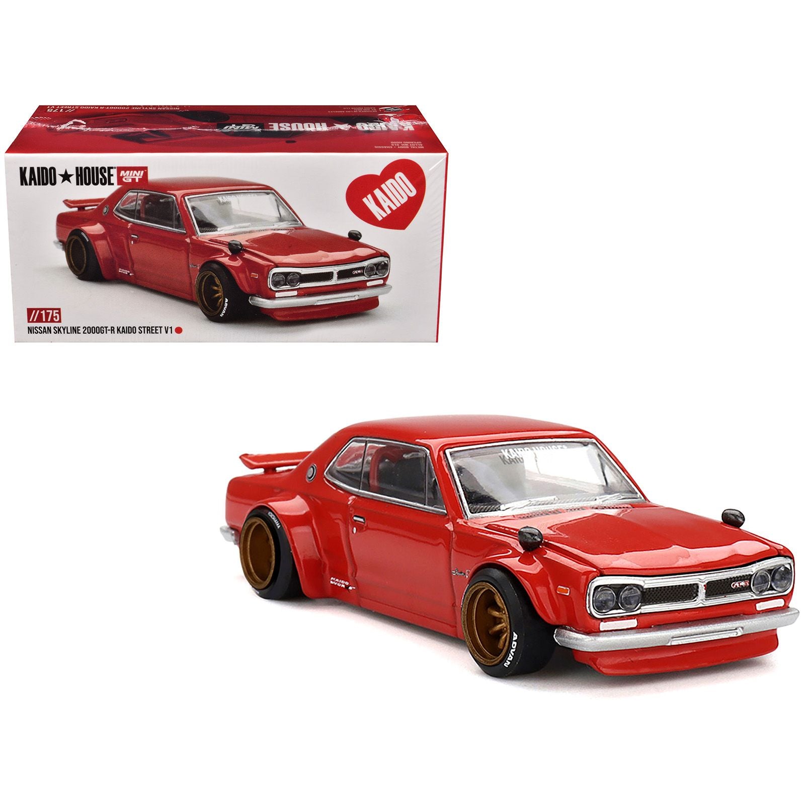Nissan Skyline 2000GT-R (KPGC10) "Kaido Street V1" RHD (Right Hand Drive) Red (Designed by Jun Imai) "Kaido House" Special 1/64 Diecast Model Car by Mini GT