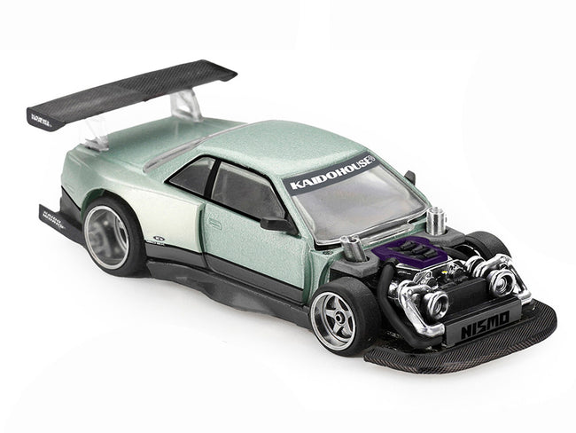 Nissan Silvia S13-R "Kaido Works V1" RHD (Designed by Jun Imai) Light Green Metallic "Kaido House" Special 1/64 Diecast Model Car by Mini GT