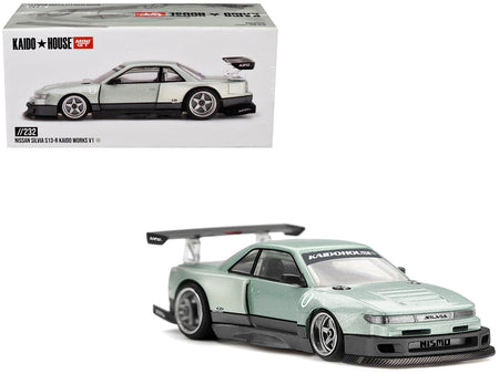 Nissan Silvia S13-R "Kaido Works V1" RHD (Designed by Jun Imai) Light Green Metallic "Kaido House" Special 1/64 Diecast Model Car by Mini GT