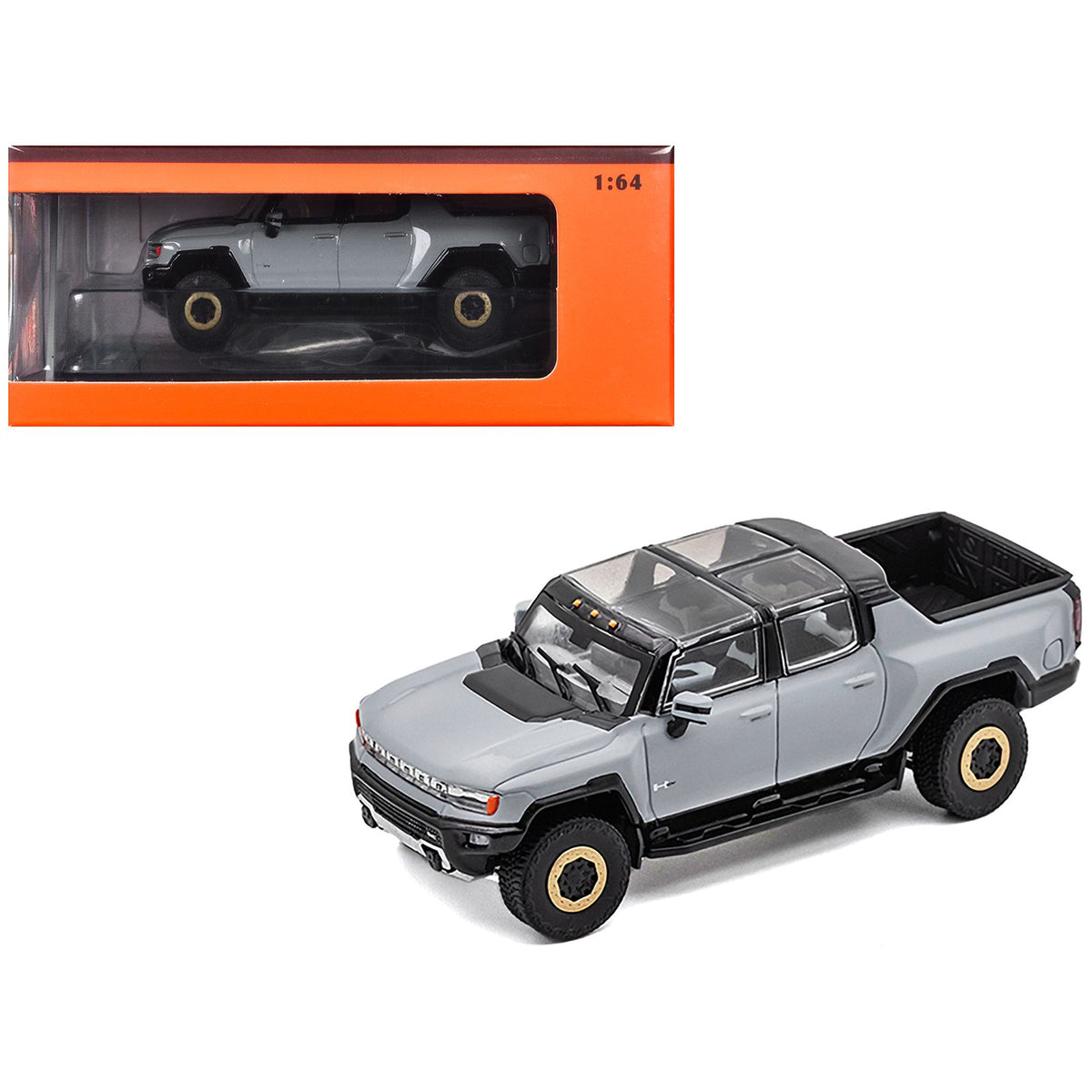 2022 GMC Hummer EV Pickup Truck Gray 1/64 Diecast Model Car by GCD