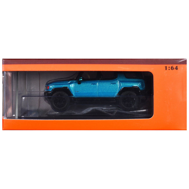 2023 GMC Hummer EV SUV Blue Metallic with Black Top 1/64 Diecast Model Car by GCD
