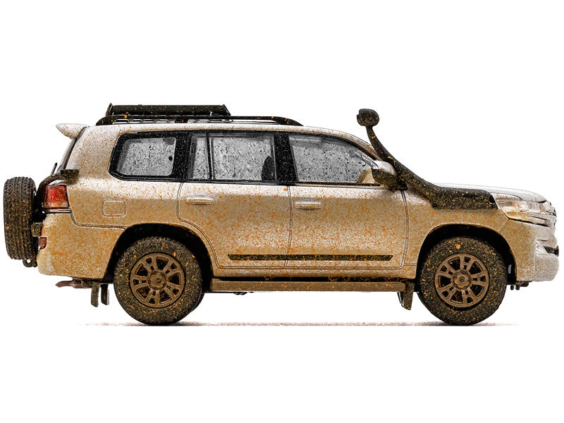 2015 Toyota Land Cruiser (200) Silver Metallic (Dirty Version) with Roof Rack 1/64 Diecast Model Car by GCD