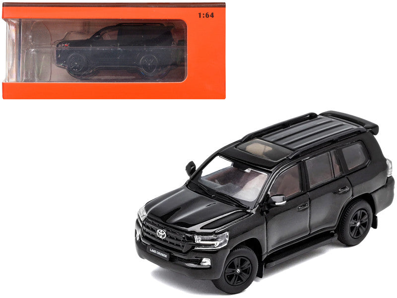 2015 Toyota Land Cruiser (200) Black with Roof Rack 1/64 Diecast Model Car by GCD