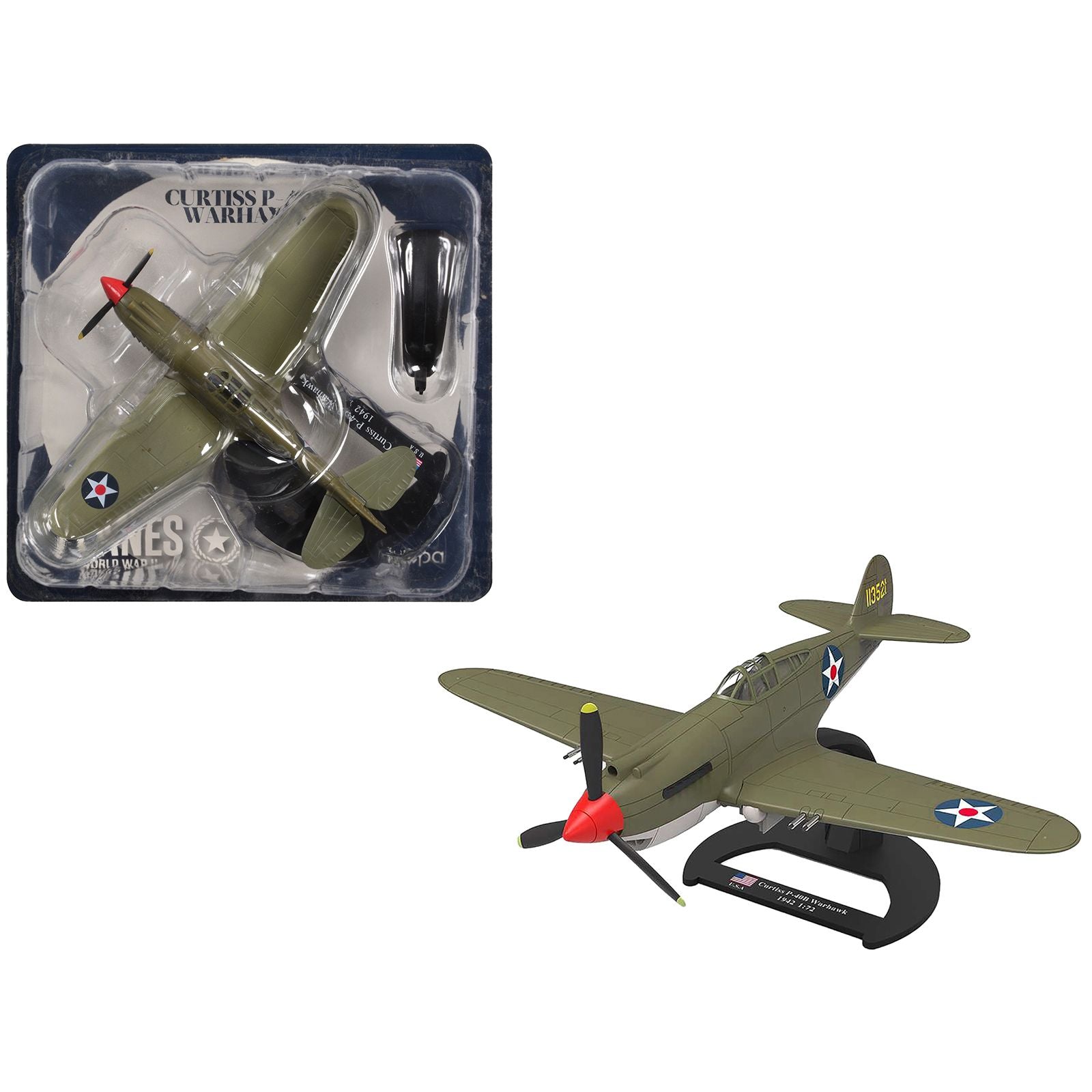 Curtiss P-40B Warhawk Aircraft "Hawaii" (1945) United States Army Air Forces "Planes of World War II" Series 1/72 Diecast Model Airplane by Luppa