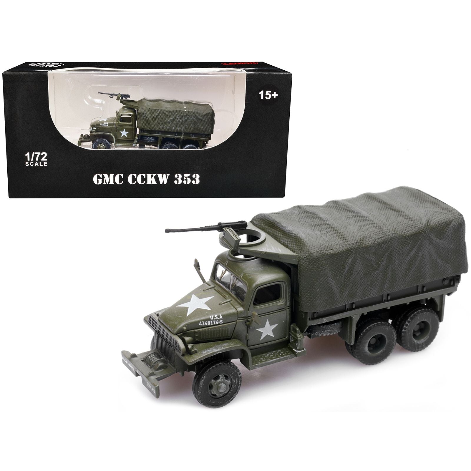 GMC CCKW 353 Truck With Mounted Gun Olive Drab "4148174-S" US Army World War II 1/72 Diecast Model by Legion