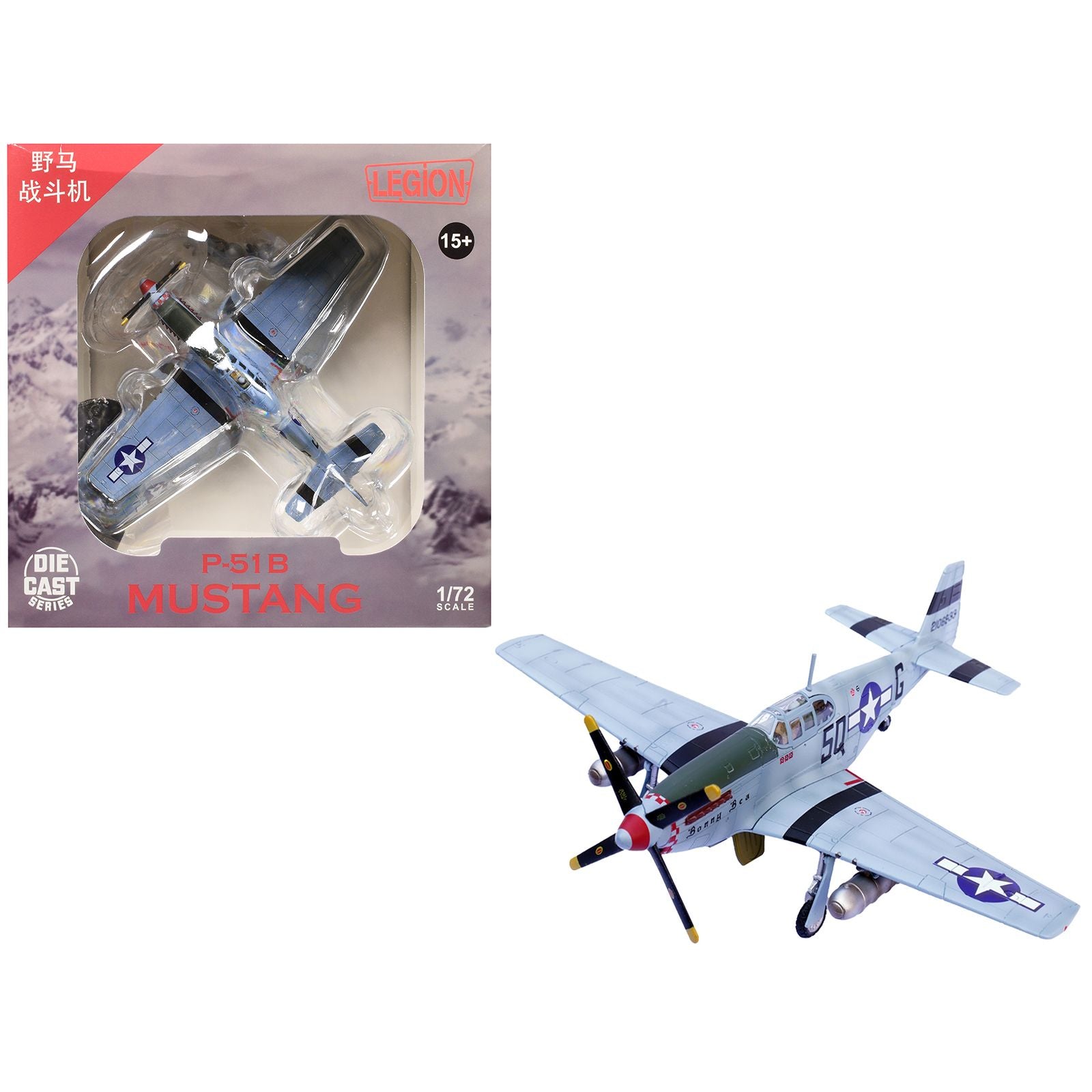North American P-51B Mustang Aircraft "Bonny Bea 504th Fighter Squadron 339th Fighter Group" (1944) United States Army Air Forces 1/72 Diecast Model Airplane by Legion