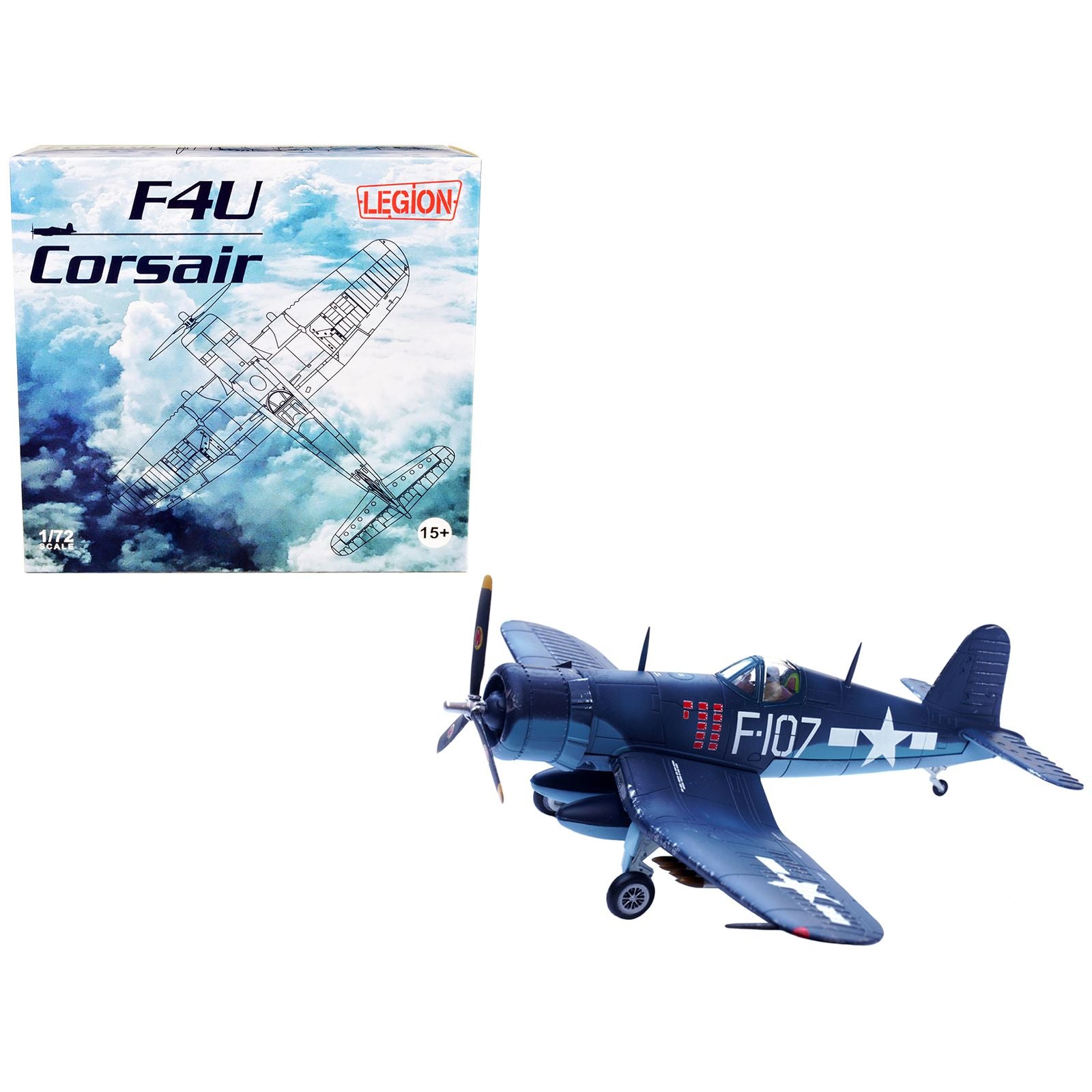 Vought F4U-1D Corsair Fighter Plane "1st Lt. Phillip DeLong Marine Fighter Squadron (VMF-224)" (1945) 1/72 Diecast Airplane Model by Legion