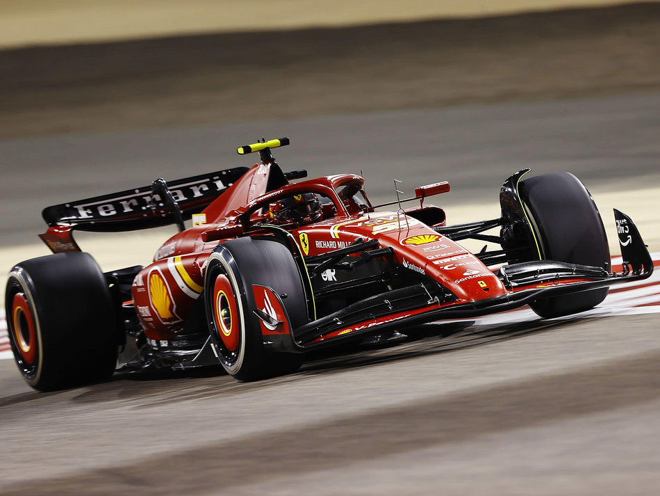 Ferrari SF-24 #55 Carlos Sainz 3rd Place Formula One F1 "Bahrain GP" (2024) with Acrylic Display Case 1/18 Model Car by LookSmart