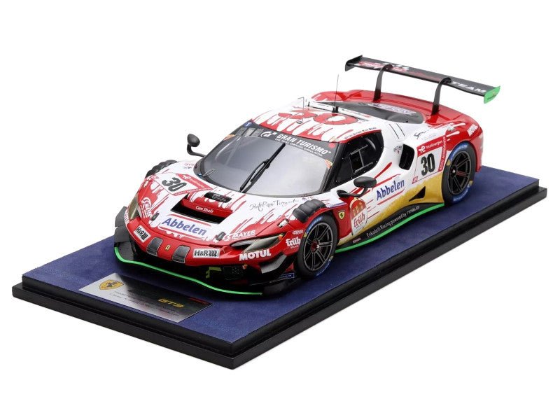 Ferrari 296 GT3 #30 Earl Bamber - Nicky Catsburg - Felipe Fernandez Laser - David Pittard "Frikadelli Racing Team" Winner "24 Hours of Nurburgring" (2023) with Acrylic Display Case 1/18 Model Car by LookSmart