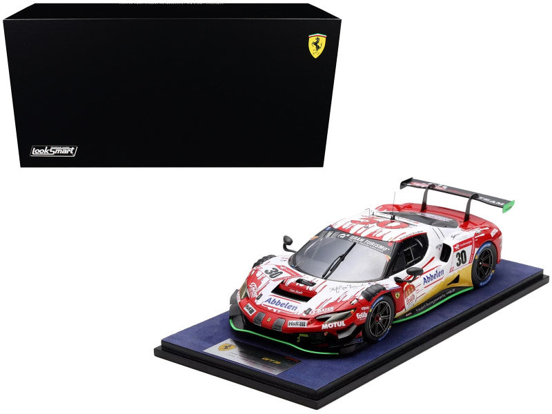 Ferrari 296 GT3 #30 Earl Bamber - Nicky Catsburg - Felipe Fernandez Laser - David Pittard "Frikadelli Racing Team" Winner "24 Hours of Nurburgring" (2023) with Acrylic Display Case 1/18 Model Car by LookSmart