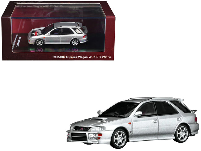 Subaru Impreza WRX STi Wagon Version VI RHD (Right Hand Drive) Arctic Silver Metallic 1/64 Diecast Model Car by MotorHelix