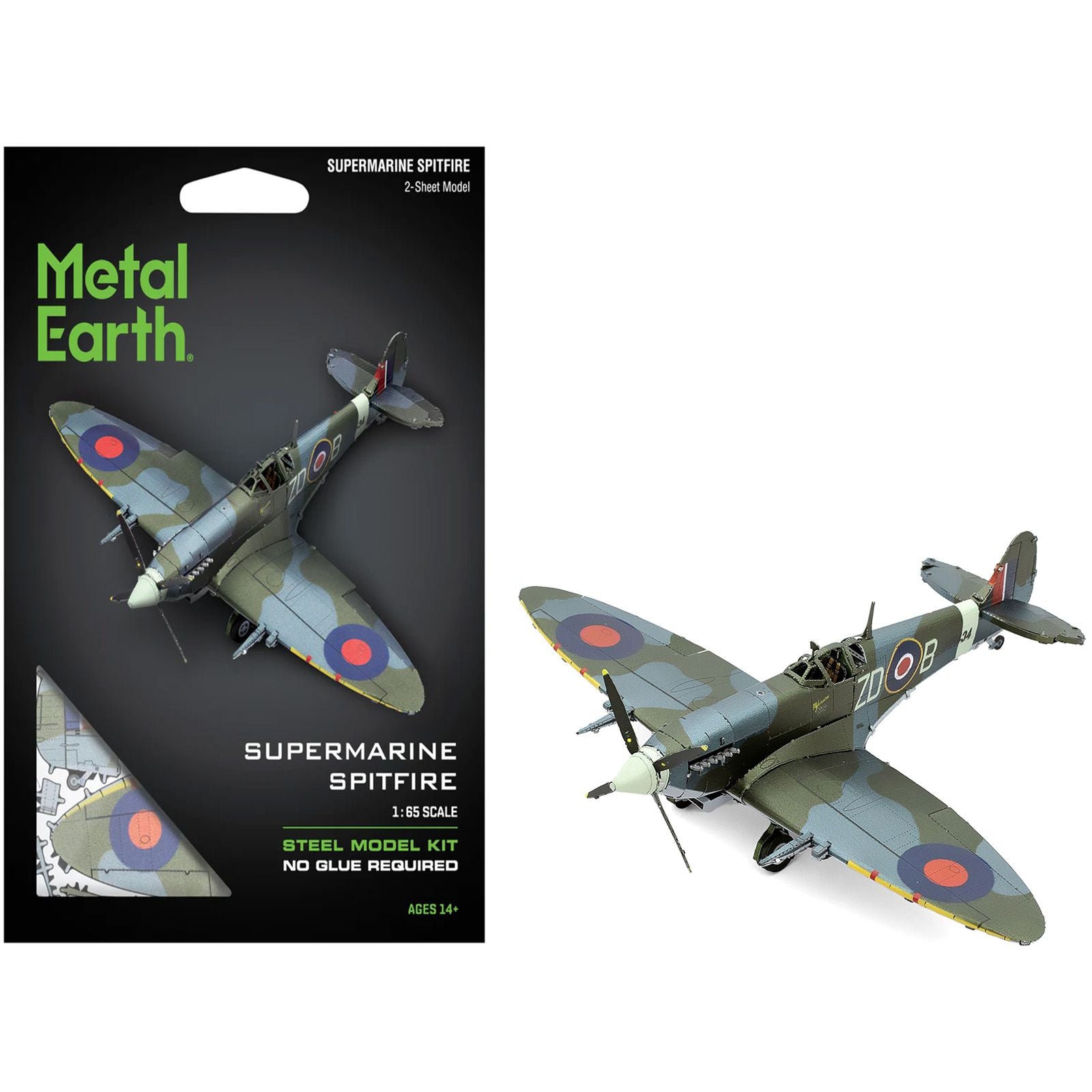 Model Kit Supermarine Spitfire Fighter Aircraft "British Royal Air Force" (Moderate Difficulty) Steel Model by Metal Earth
