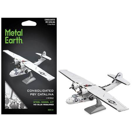 Model Kit Consolidated PBY Catalina Amphibious Aircraft "Miss Pick Up" United States Army Air Forces (Moderate Difficulty) Steel Model by Metal Earth