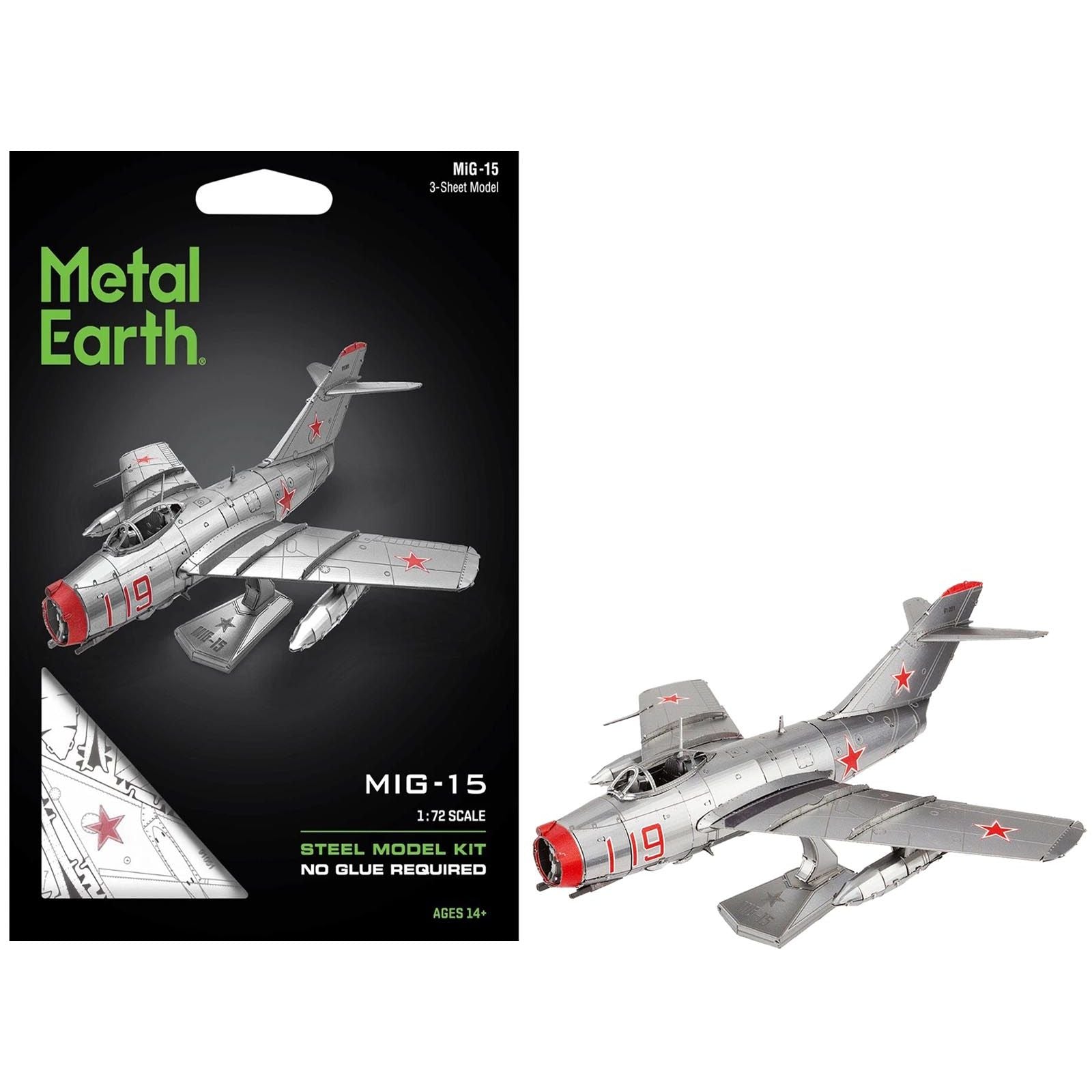 Model Kit Mikoyan-Gurevich MiG-15 Fighter Aircraft "Korean War" Soviet Air Force (Moderate Difficulty) Steel Model by Metal Earth