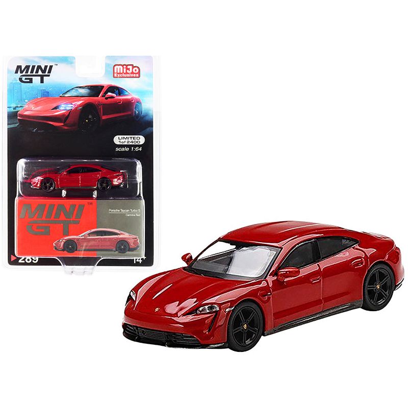 Porsche Taycan Turbo S Carmine Red Limited Edition to 2400 pieces Worldwide 1/64 Diecast Model Car by True Scale Miniatures