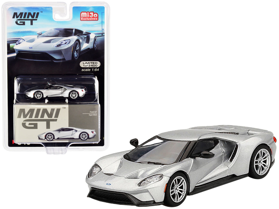 Ford GT Ingot Silver Metallic Limited Edition to 2400 pieces Worldwide 1/64 Diecast Model Car by Mini GT