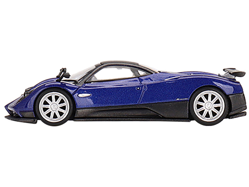 Pagani Zonda F Blu Argentina Blue Metallic with Black Top Limited Edition to 3000 pieces Worldwide 1/64 Diecast Model Car by Mini GT