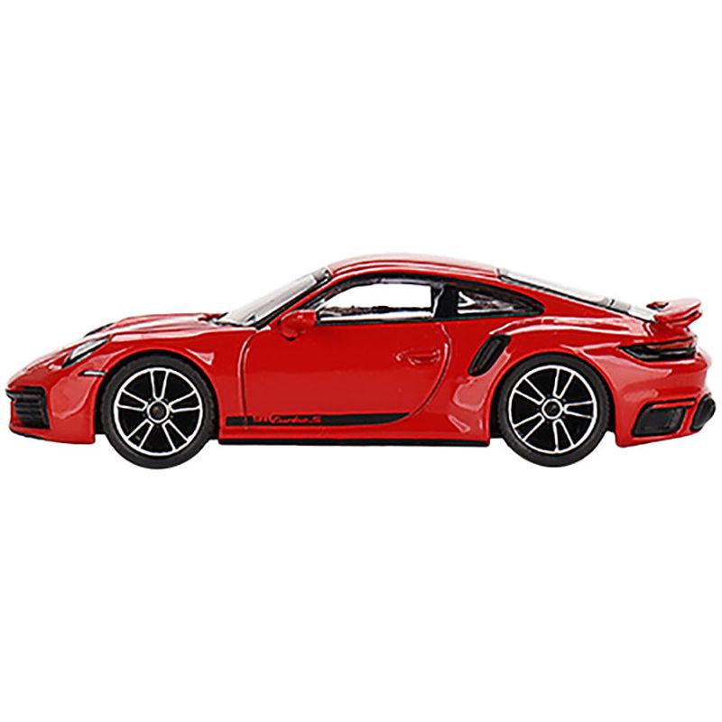 Porsche 911 Turbo S Guards Red with Black Stripes Limited Edition to 3000 pieces Worldwide 1/64 Diecast Model Car by True Scale Miniatures