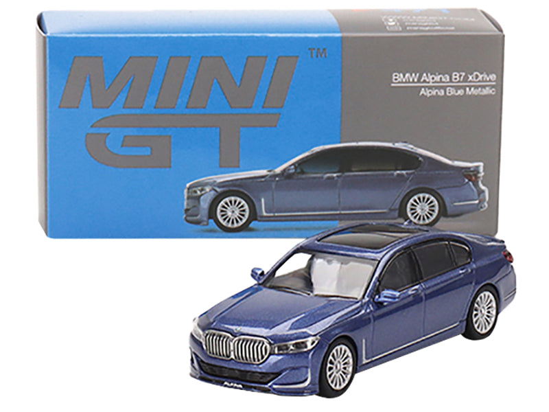 BMW Alpina B7 xDrive Alpina Blue Metallic with Sunroof Limited Edition to 2040 pieces Worldwide 1/64 Diecast Model Car by Mini GT