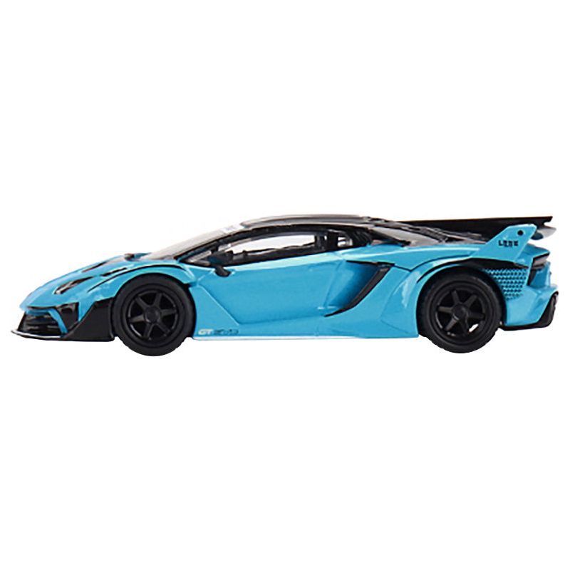 Lamborghini Aventador GT EVO "LB-Silhouette Works" Baby Blue with Black Top Limited Edition to 4200 pieces Worldwide 1/64 Diecast Model Car by True Scale Miniatures