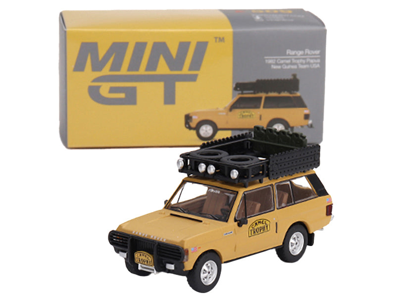 Range Rover with Roofrack Tan "Camel Trophy - Papua New Guinea Team USA" (1982) Limited Edition to 2400 pieces Worldwide 1/64 Diecast Model Car by True Scale Miniatures