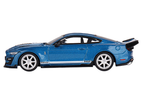 Shelby GT500 Dragon Snake Concept Ford Performance Blue Metallic with White Stripes Limited Edition to 4200 pieces Worldwide 1/64 Diecast Model Car by Mini GT