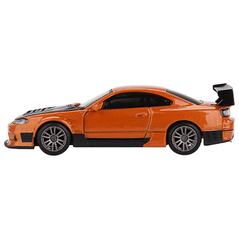 Nissan Silvia S15 D-MAX RHD (Right Hand Drive) Orange Metallic with Carbon Hood Limited Edition to 8160 pieces Worldwide 1/64 Diecast Model Car by True Scale Miniatures