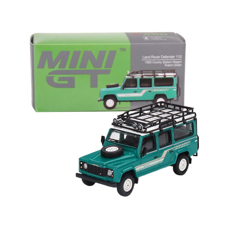 1985 Land Rover Defender 110 County Station Wagon Trident Green with Roof Rack Limited Edition to 2400 pieces Worldwide 1/64 Diecast Model Car by True Scale Miniatures